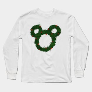 Holiday Mouse Wreath Long Sleeve T-Shirt